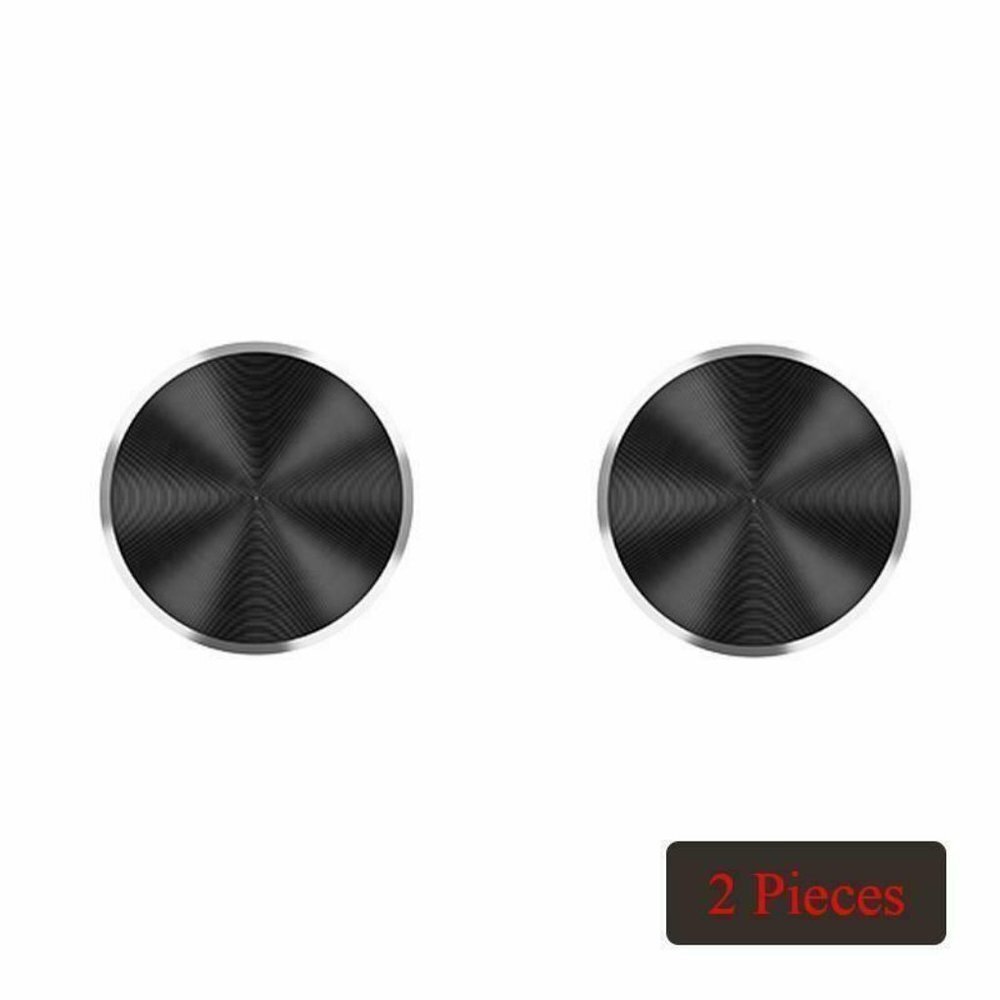 Universal Plated Iron Magnetic Stickers Car Phone Holder Disk Mount 2 ea Black